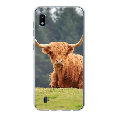 Produktbild von MuchoWow® Handyhülle Schutzhülle Hülle für Samsung Galaxy A10 Schottische Highlander - Gras - Wald Silikon Softcase Handy Hülle - Schutzhülle