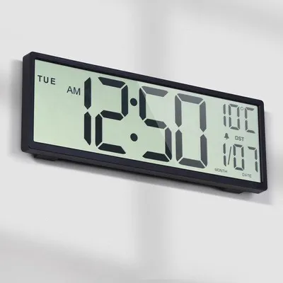 Obrázek produktu pro Digitální nástěnné hodiny 15" s datem, teplotou, budíkem a funkcí odložení