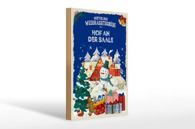 Produktbild von Holzschild Weihnachtsgrüße HOF AN DER SAALE Geschenk 20x30cm