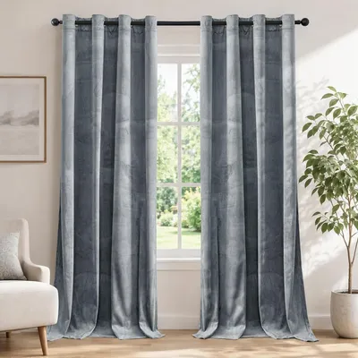 Immagine prodotto di Tende in velluto - Set oscurante - Decorazione per la casa - Isolamento termico - 140x245 cm - Grigio argento