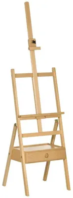 Obrázok produktu pre Stojan na plátno z bukového dreva so zásuvkou | Farba: prírodná | Rozmery: 43 x 43,5 x 150-190 cm