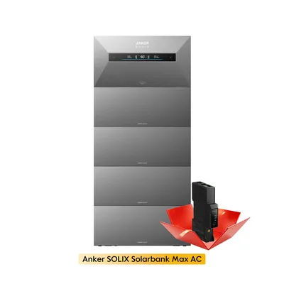 Productafbeelding van Powerness® Balkonzonnepanelen Accu 14 kWh, Anker SOLIX Solarbank Max AC met 4× BP7000 Uitbreidingsaccu, Plug & Play All-in-One Energieopslag