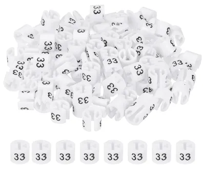Productafbeelding van Maatmarker voor kledinghangers - Nummer 33 - 100 stuks - Wit