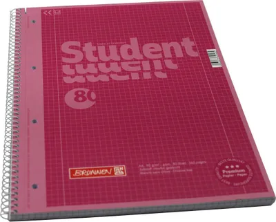 Produktbild von BRUNNEN 1067928126 Collegeblock Student Premium Colour Code A4 kariert, mit Randlinie innen und außen, Lin. 28 Deckblatt: pink