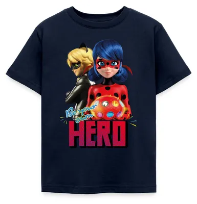 Produktbild von Spreadshirt Miraculous Be Your Own Hero Kinder T-Shirt, 98/104 (3-4 Jahre), Navy