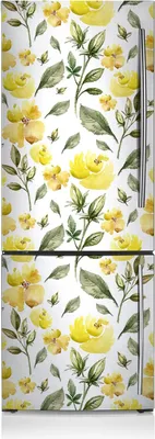 Produktbild von Kühlschrank Aufkleber Kühlschrankmagnete Dekoration Kühlschrankfolie 60x180 cm - Gelbe Blumen
