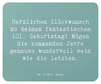 Produktbild von Mr. & Mrs. Panda Mauspad Spruch 101. Geburtstag - Meeresbrise - Geschenk, Glückwunsch, pc, Karten, freudige Überraschungen, Mousepad, Feier, Andenken, glücklicher