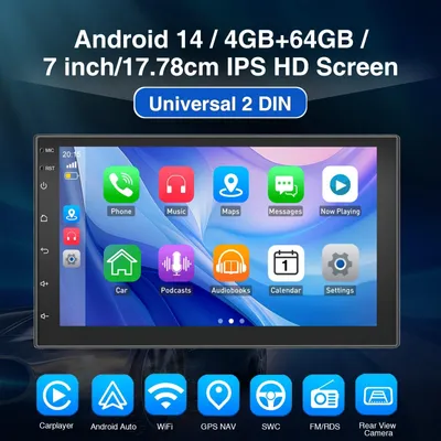 Obrázok produktu pre Android autorádio – multimediálny systém – 2 DIN rádio – autorádioprehrávač – stereo s dotykovým displejom – 7-palcový IPS displej