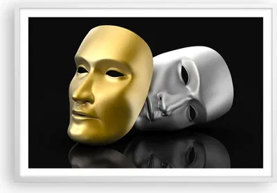 Produktbild von Gerahmtes Poster - Weißer Rahmen - Maske Theater Bühne Schauspieler - 91,5x61 cm - Wand Bild - Wanddeko - Wandbilder - Wandposter - Bilderrahmen - Bilder - Kunstdruck - Wandbild - P2WAA91x61-2432