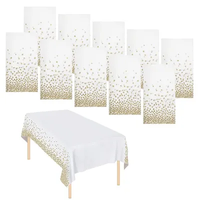 Produktbild von Omgoods – 10 Einweg-Tischdecken mit goldenen Punkten, 137 x 274 cm