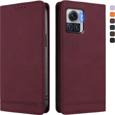 Obrázek produktu pro Pouzdro pro Motorola Edge 30 Ultra/Moto X30 Pro, retroPolyuretankožené flip pouzdro s stojánkem a přihrádkami na karty Červený