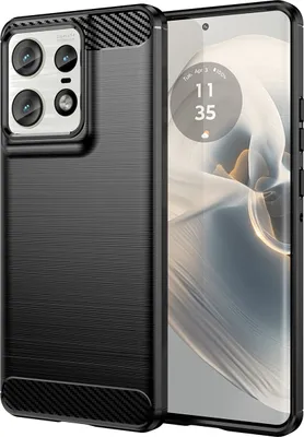 Produktbild von Hülle für Motorola Edge 50 Pro Carbon-Faser Weich TPU Silikon Stoßfest Handyhülle Schwarz