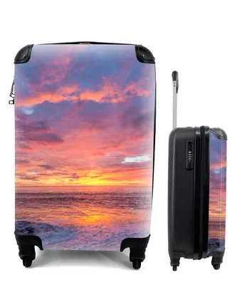 Produktbild von MuchoWow® Koffer Handgepäck Trolley Rollkoffer Kleine Reisekoffer mit 4 Rollen - Strand - Meer - Sonnenuntergang - Cabin Size < 55x40x23 cm & 55x40x20 cm - Fotokoffer - Kabinenkoffer - Boardgepäck - Reise-Box - Reisekoffer - Reisegepäck - Koffer mit Bild - Trolley für Kinder