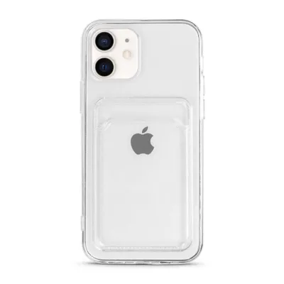 Image de Smartphonica Coque en silicone pour iPhone 12 Mini avec porte-cartes - Transparent