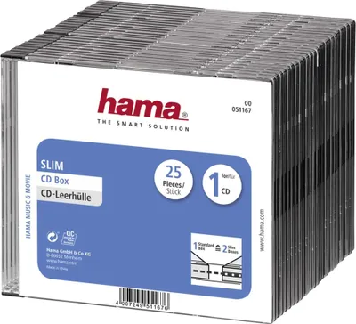 Immagine prodotto di Hama - Custodia sottile per CD di memoria - Nero (confezione da 25)