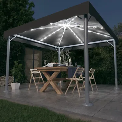 Produktbild von The Living Store Pavillon mit LED-Lichterkette 300x300 cm Anthrazit Aluminium