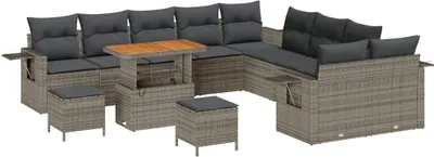 Image de Ensemble de canapé de jardin avec coussin Gris polyrotin