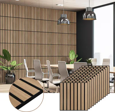 Produktbild von Faziango 36x Akustikpaneele 30x30cm, Innendekoration Wandpaneele, Holzpaneele Wand,Weiß-Eiche Lamellenwand auf Filz