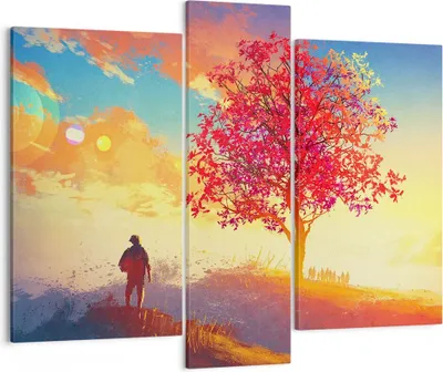 Produktbild von Bild auf Leinwand - Leinwandbild - Baum Wiese Feld - 95x80cm - Wand Bild - Wanddeko - Wandbilder - Leinwanddruck - Bilder - Kunstdruck - Wanddekoration - Leinwand bilder - Wandkunst - CB95x80-3715