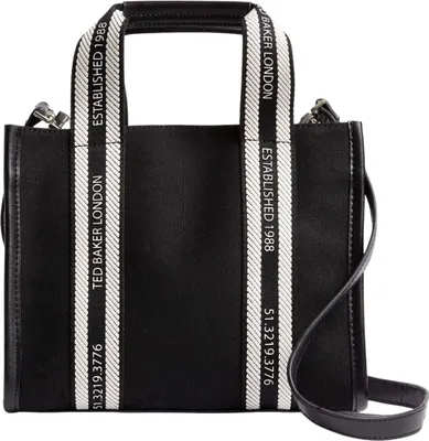 Image de Ted Baker sac à épaule bandoulière sac à main Georjea Branded Webbing Canvas Small Tote Ecru écru