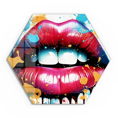Produktbild von DEQOART Glasbild Echtglas 40x35 cm 'Kuss im Farbenrausch' Wandbild Bild modern Deko