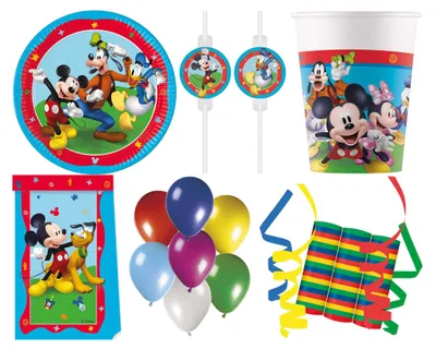 Produktbild von 158-tlg. Set Kindergeburtstag Party Feier Fete Deko Motto Mickey Mouse Rock the House