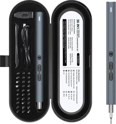 Obrázek produktu pro Mini elektrický šroubovák 36 v 1 s přesnými bity a LED osvětlením