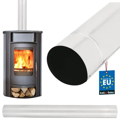 Produktbild von KOTARBAU® Schornsteinrohr Rohr 1 m Ø 120 mm Rauchrohr aus Stahlblech Silber Rostfreies Abgasrohr für Kamin Effektive Verbrennungsgasableitung Schornstein Kaminrohr