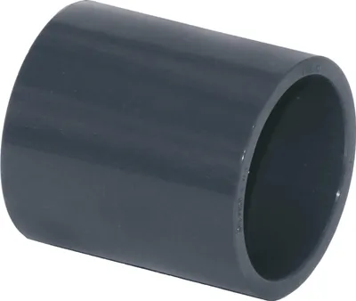 Produktbild von HAF 1x PVC Fittings Muffe mit 40mm | Klebemuffe x Klebemuffe | Verbinder aus grauem PVC-U | PN16 für PVC Rohr, Poolverrohrung, Rohrleitung & Teich