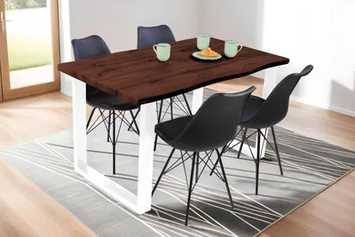 Produktbild von Esstisch Baumkante Holz-Optik Nussbaum 140 x 80 U-Gestell weiß JOSY