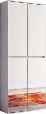 Produktbild von Garderobenschrank Mirror 4-trg weiß Spiegel Schuhschrank