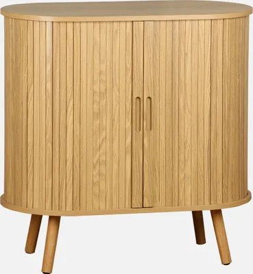 Produktbild von sweeek - Sideboard mit Schiebetüren und Regal, gerillter Holzoptik B 80cm - Natur