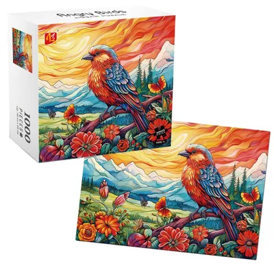 Productafbeelding van Puzzel met een afbeelding van een vogel en een landschap, 1000 stukjes