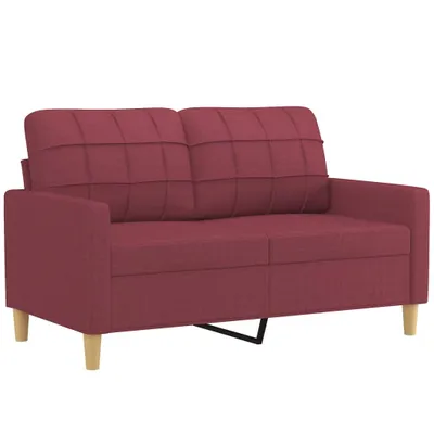 Image de vidaXL Canapé 2 places vin rouge 120 cm Tissu