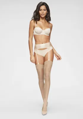 Produktbild von LASCANA Strapsstrümpfe Basic Damen schlichtes Band zum anstrapsen 2 -teilig 2x sun Größe 52/54