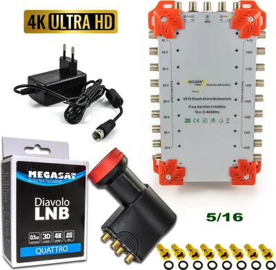 Produktbild von GM Multischalter 5/16 mit Quattro LNB für 16 Teilnehmer Digital, FullHD, HDTV, 4