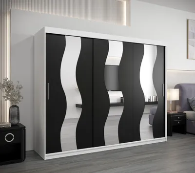 Produktbild von Schwebetürenschrank HEDVIKA – Breite 250 cm, Weiß/Schwarz