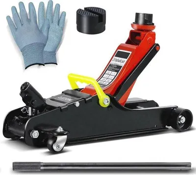 Produktbild von Famanu hydraulische Wagenheber 2,5 T - Hebehöhe 85-380 mm mit Handschuhen und Gummipolster