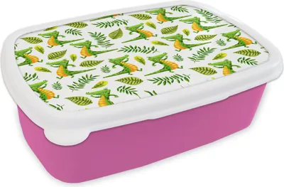 Produktbild von KitchenYeah® Lunchbox Brotzeit Brotdose 17x11 cm Krokodil - Dschungel - Design - Kind Kinder Brotzeitdose - Lunchpaket - Brotkasten  - Sandwich Box