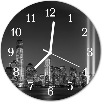 Produktbild von Glasuhr Wanduhr Küchenuhr Echt-Glas 30fi cm Skyline schwarz