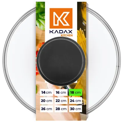 Produktbild von KADAX Glasdeckel mit schwarzem Silikongriff "Tolfa", hitzebeständiger Topfdeckel, 18 cm