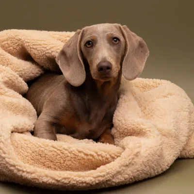 Productafbeelding van Teddy hondenslaapzak beige – hondencave comfortabel & warm