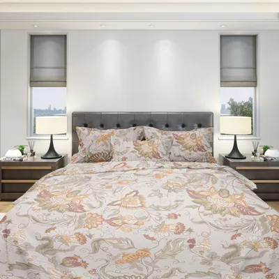 Zdjęcie produktu dla Pościel 135 x 200 cm, 2-częściowy zestaw poszewek – zestaw pościeli 135 x 200 cm z 1 poszewką na poduszkę 80 x 80 cm, oddychająca bawełna z zamkiem błyskawicznym, zestaw pościeli, zielony, szary, kwiaty, miękka i