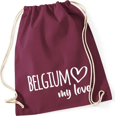Produktbild von Huuraa Turnbeutel Belgium my love 12 Liter Burgundy Baumwolle Rucksack Geschenkidee