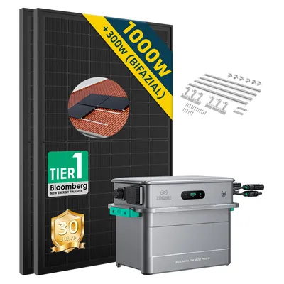 Produktbild von Balkonkraftwerk mit Speicher 1000w(500*2) mit Zendure 800 pro2,mit Ziegeldachhalterung