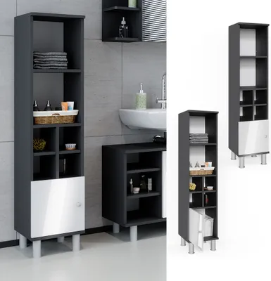 Zdjęcie produktu dla Szafka łazienkowa Vicco Fynn Biały wysoki połysk 30 x 130.6 cm małe drzwi, Model 34154