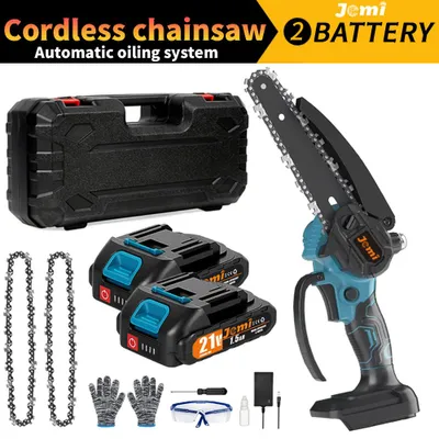 Produktbild von Jemi Mini Kettensäge 6 Zoll Akku 21V kabellos Astsäge mit Koffer - Blau
