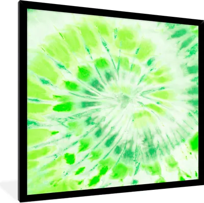 Produktbild von MuchoWow® Gerahmtes Poster Krawattenfärbung - Grün - Kunst 40x40 cm - Poster mit Schwarzem Bilderrahmen Wandposter Rahmen Foto Bilder - Mit Rahmen - Wanddekoration Schlafzimmer