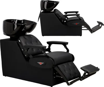Produktbild von Friseurwaschanlage Barberwaschanlage Valentino zum Friseur- und Barbersalon bewegliche schüssel keramik Armatur Batterie Kopfhörer