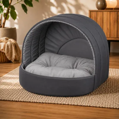 Produktbild von Hundehütte Hundebett Tierbett Katzenbett (Braun, 50x46 cm), KI-generiertes Bild